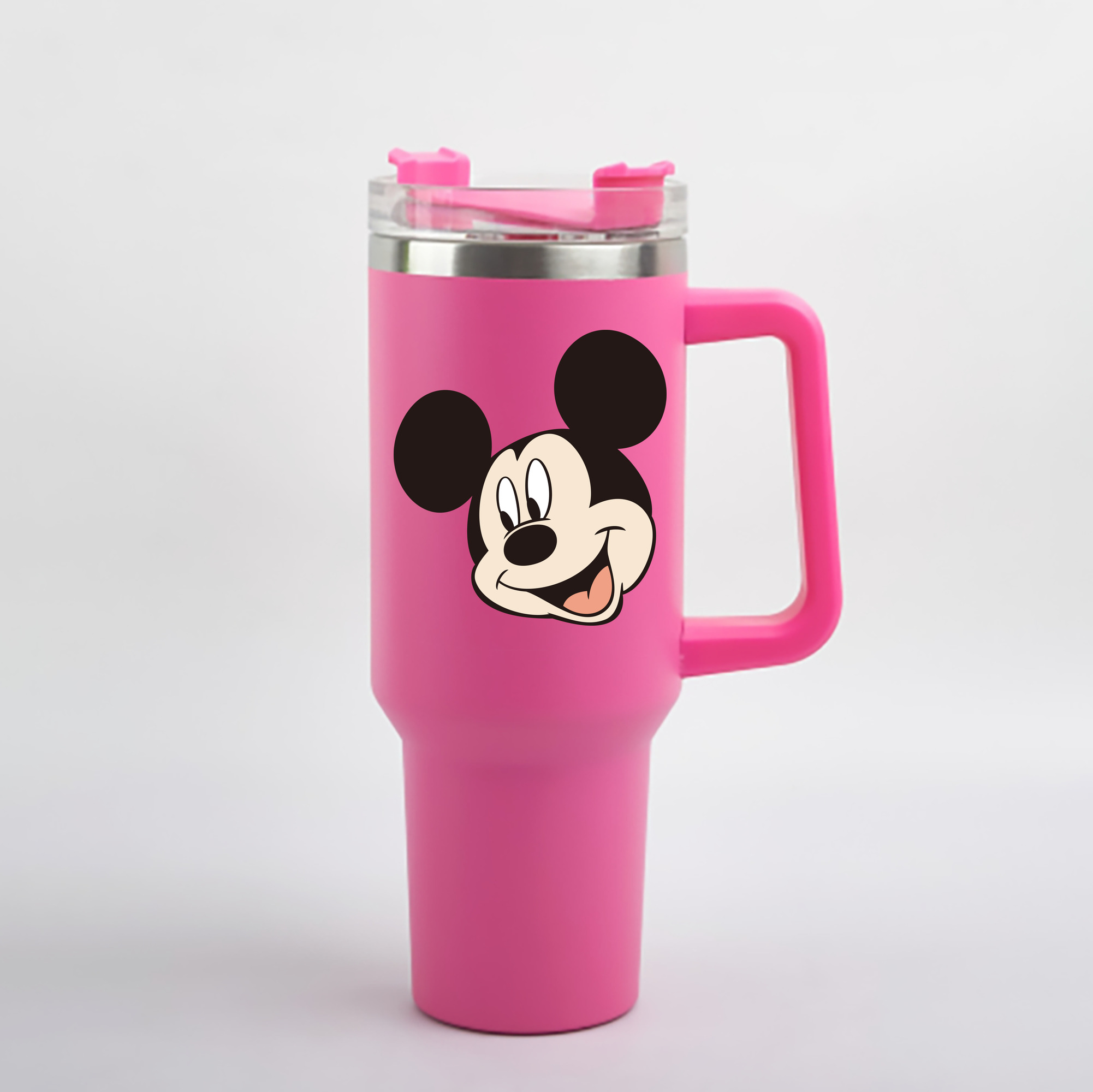 （画像用） ミッキーマウス Mickey Mouse 1200mL車用タンブラー - クリスタルステッカー（プラスチックストロー付き）